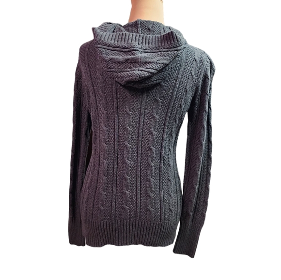 Chaps   half button down cable knit sweater hoodie - Picture 2 of 8